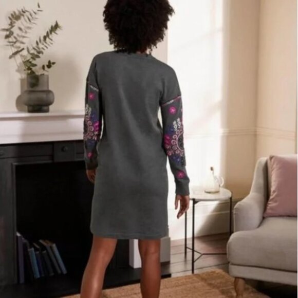 Boden Jasmine Embroidered Sweatshirt Dress - 8R - Picture 2 of 8